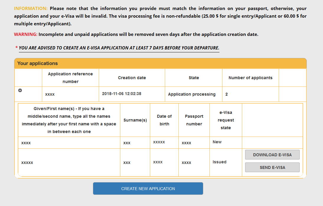 Solicitud de visado Egipto, una solicitud aprobada y otra pendiente por modificacion de datos