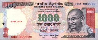 Billete de 1000 Rupias Indias